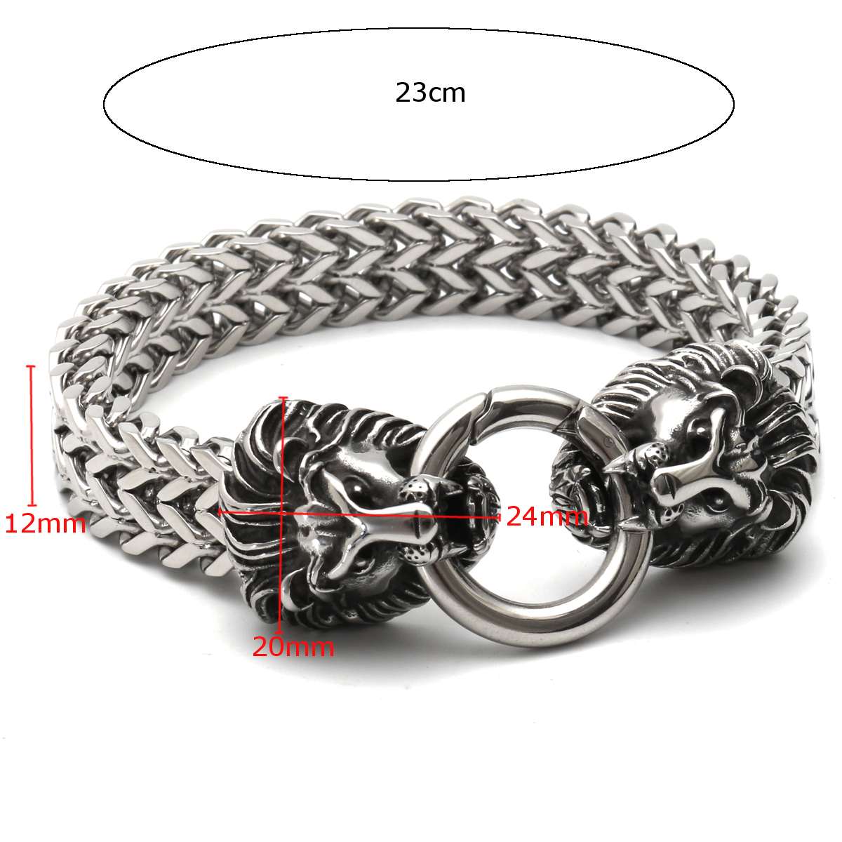 Pulsera con broche de cabeza de león de acero inoxidable de 11mm, joyería, cadena de eslabones de plata para hombre, pulseras, brazaletes,