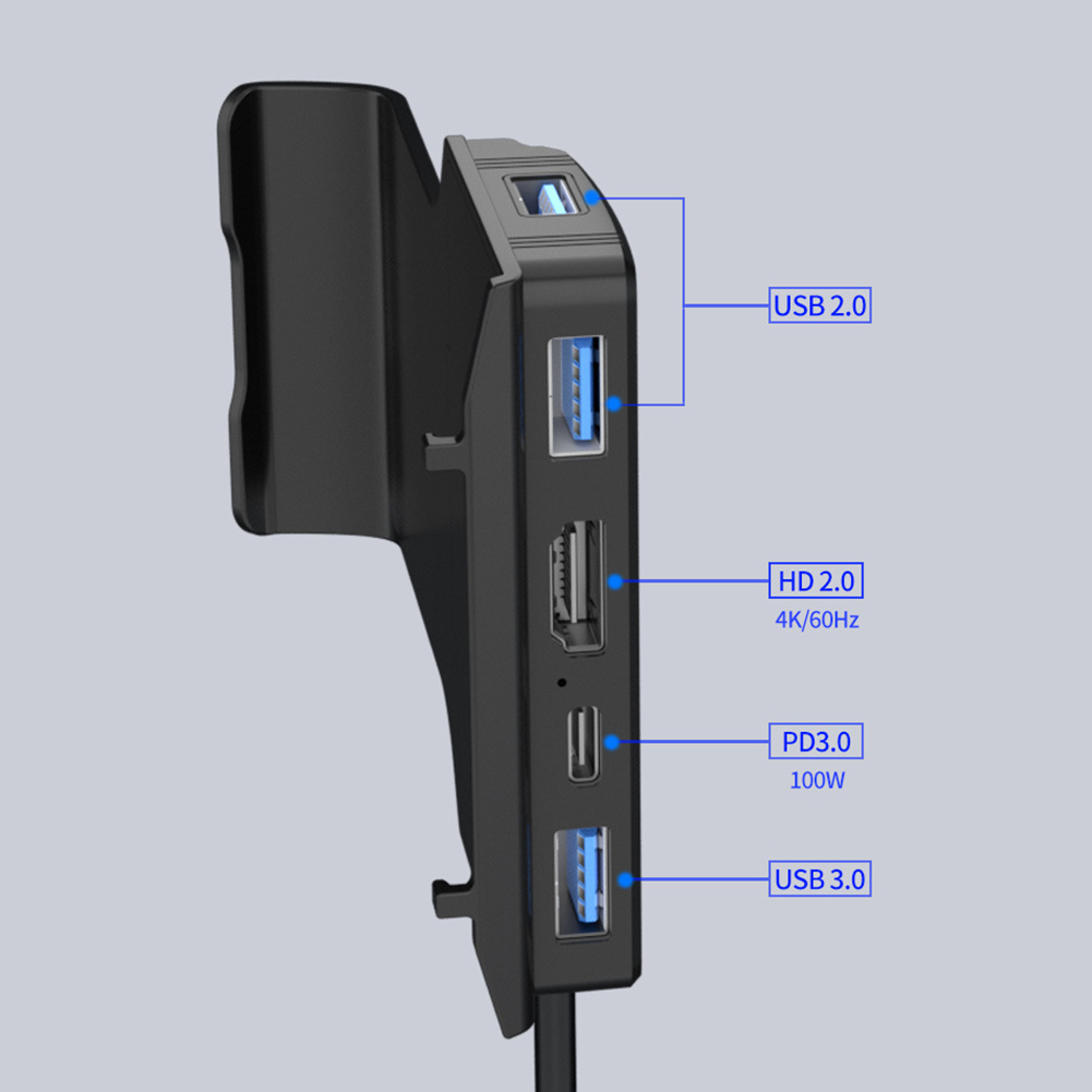 Voor Steam Deck 5 in 1 Dockhouder Hub Dockingstation HDMI-compatibel 2.0 4K bij 60 Hz Type-C Oplaadstation voor Steam Deck USB-hub