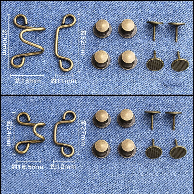Bouton de Rivet amovible en métal, crochets à vêtement, jean, réglage de la taille, boucle Invisible, bricolage, 27mm 32mm