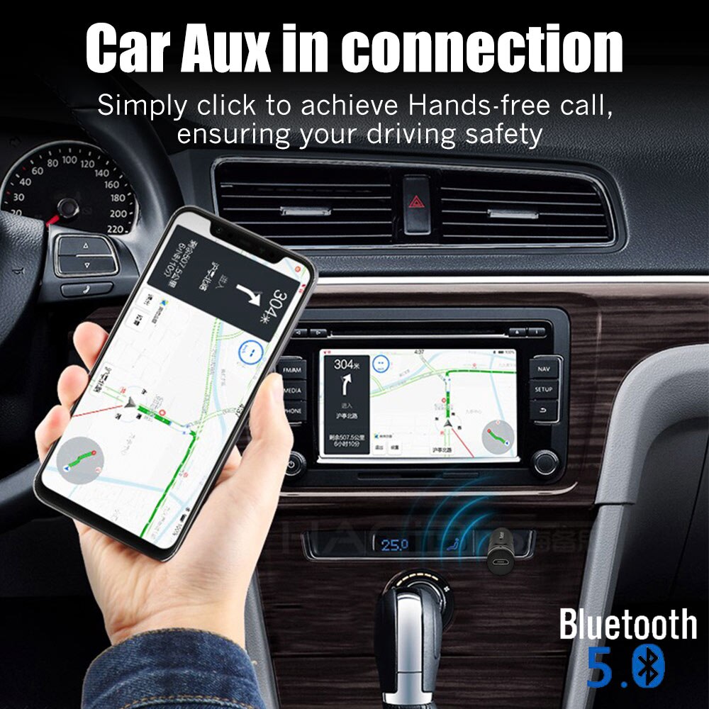 Interface Bluetooth 5.0 3.5mm AUX Stereo Receiver FM Transmitter for car TV PC Wireless Audio Adapter