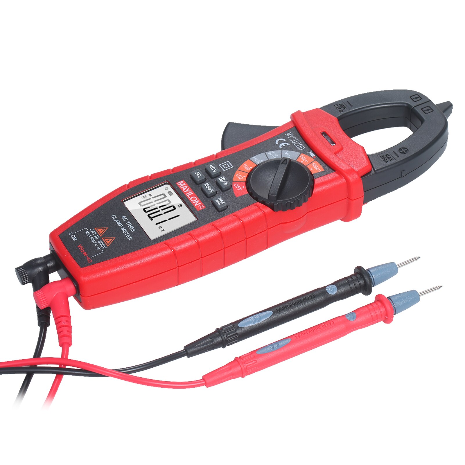 MAYILON Digital AC Current Clamp Meter 6000 Count Automatic Range LCD Display Multimeter with Backlight Clamp NCV Voltage Tester