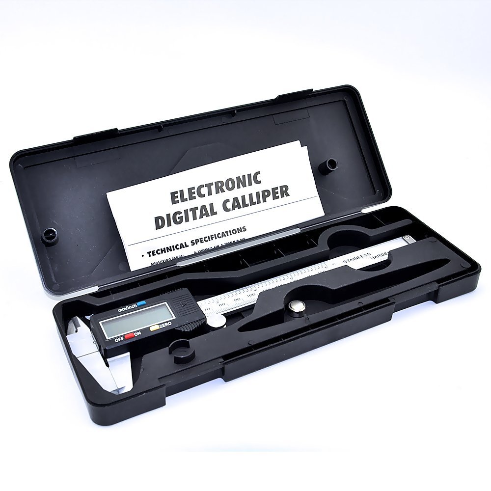 Vernier metrisk digital skydelære med lcd-skærm 0-6 tommer  / 150mm rustfrit stål elektronisk dybdemåleremåleværktøj: Med kasse