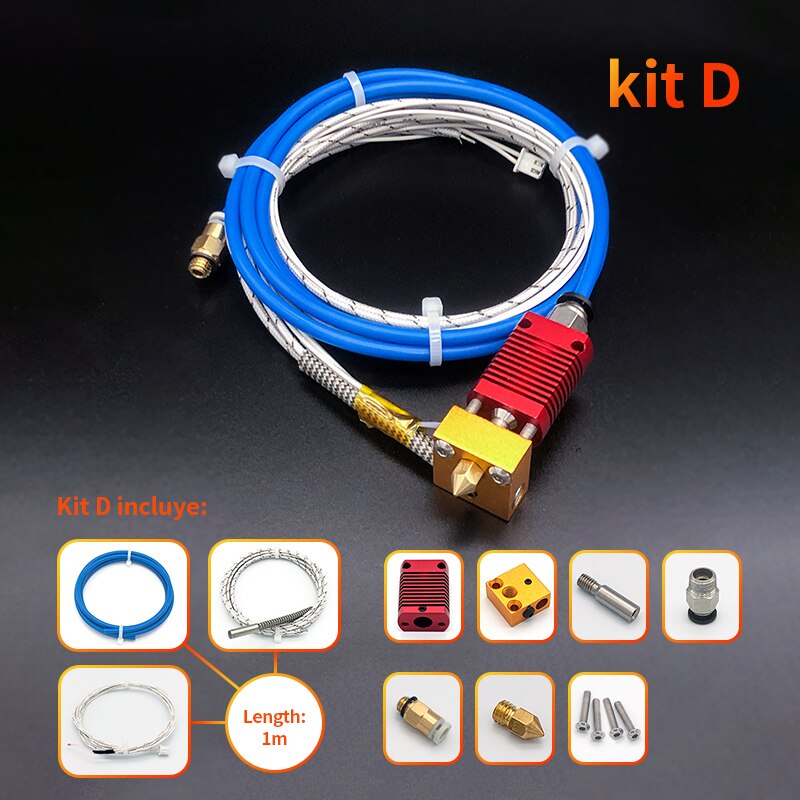 1/Set MK8 Extruder End Kit For Ender 3 CR10 Printer 1.75mm 0.4mm Nozzle Aluminum Heating Block For 3D Printer Parts: 24V / Kit D