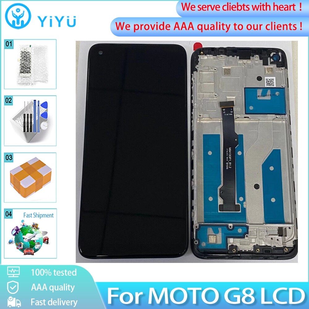 6.4'' Original Display For Motorola Moto G8 LCD Touch Screen With Frame Tested Digiziter Assembly Replacement Parts