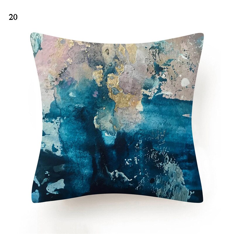 Gouden marmeren print kunst kussenhoes marineblauwe kussensloop voor bank retro marmer geometrische zee oceaan turquoise sierkussen: 20