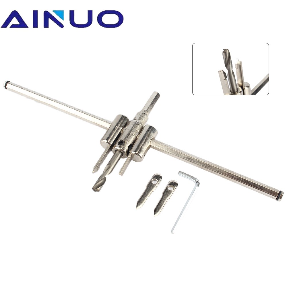 30-130mm Adjustable Metal Wood Circle Hole Saw Drill Bit Cutter Kit DIY Tool Round Cutting Blade Cordless Woodworking