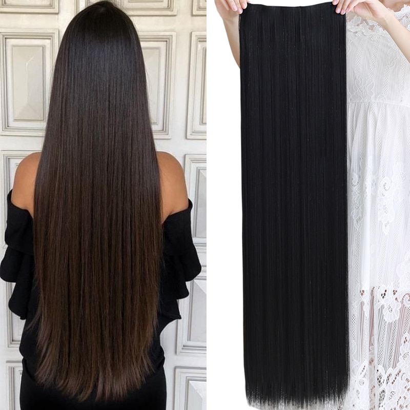 AILIADE-extensiones de cabello de 100cm con 5 pinzas, postizos resistentes al calor, peinados largos y rectos, pelo gris con Clip sintético