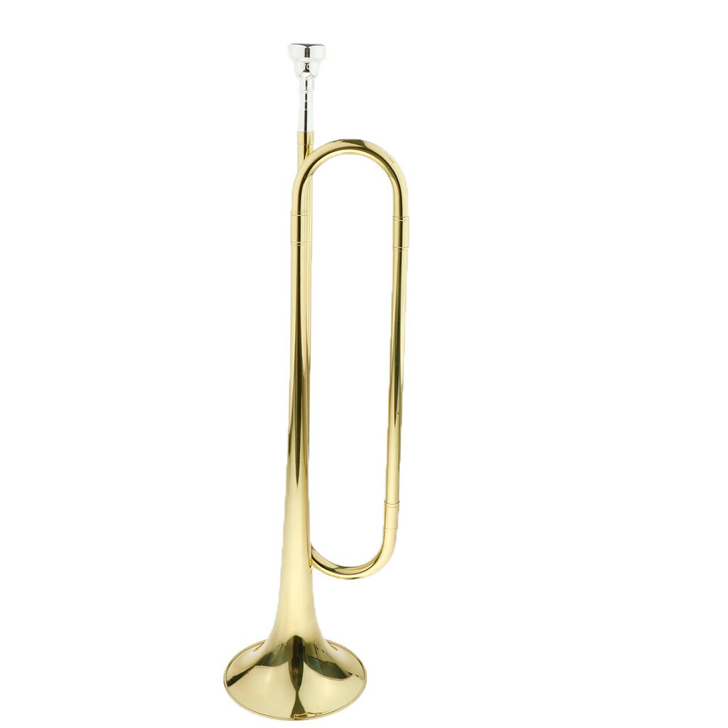 Durable Brass Youth Kids Students Mini Marching Bugle Trumpet Golden, B Key