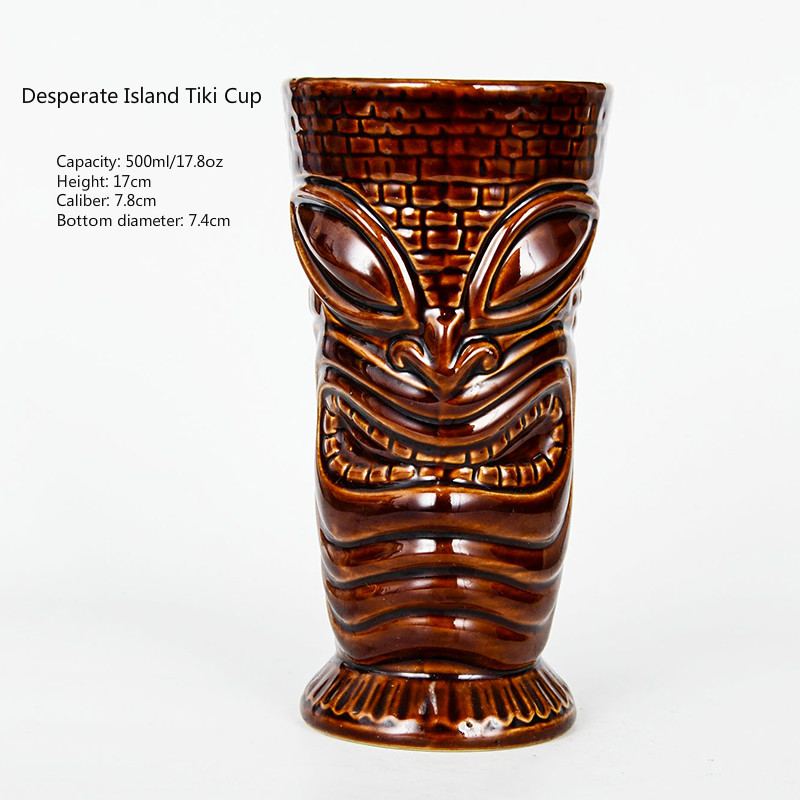 400ml Ceramic Tiki Cup Hawaii Cocktail Glass Cool Drinks Pirate Soldier AimarMaui Idol Wine Glass Carving Culture Cup