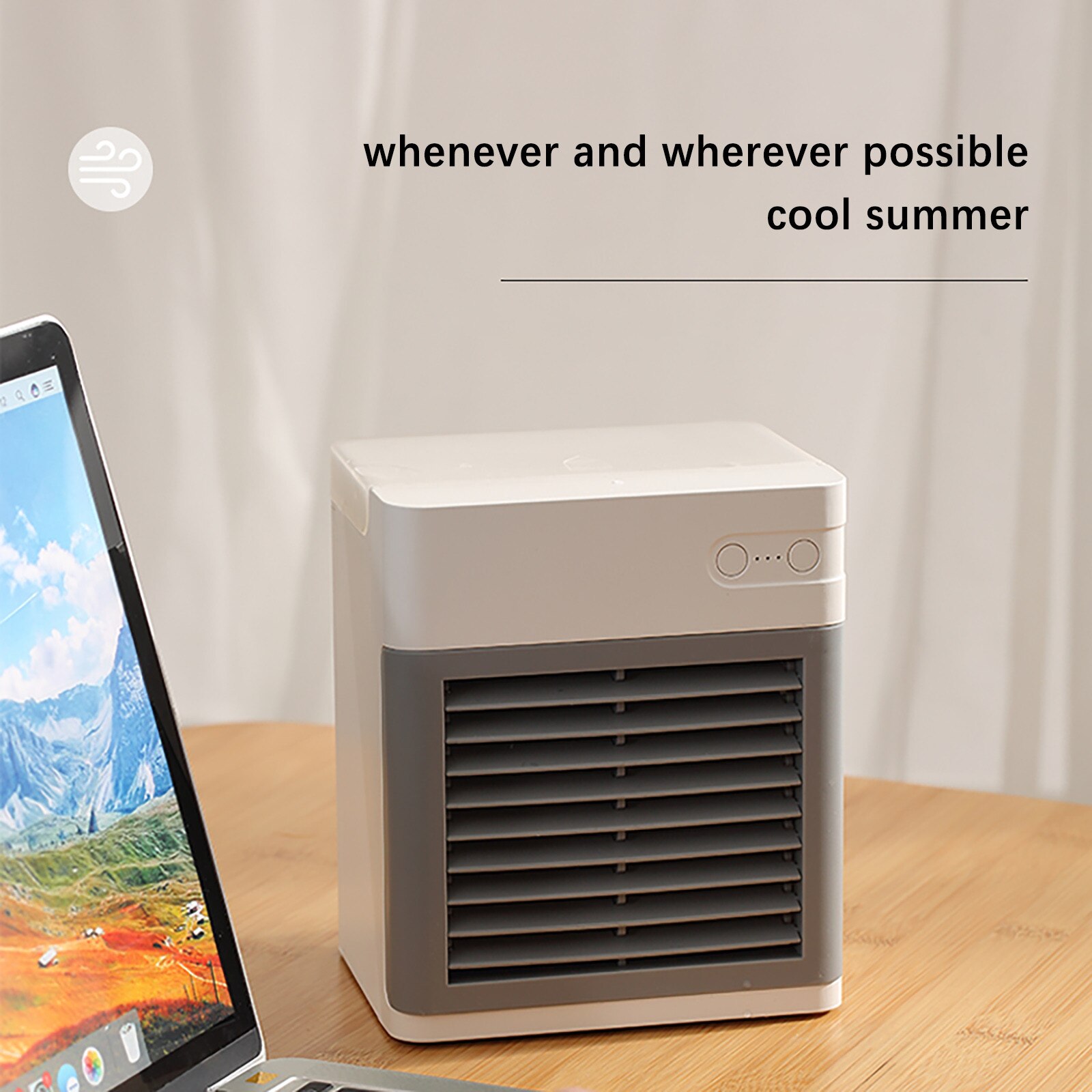 Desktop Humidification Air Cooler USB Portable Mechanical Air Conditioning Fan 270ML Water Tank Capacity 2000mAh Battery Gadgets