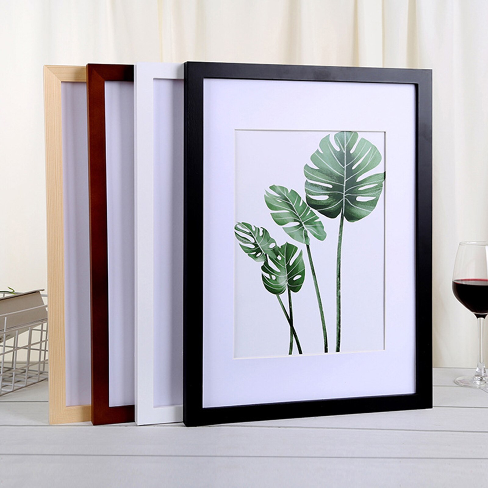 Fotolijst Display Voor Tafelblad Display Wall Mount Houten Fotolijst 22.7X27.8Cm: Black