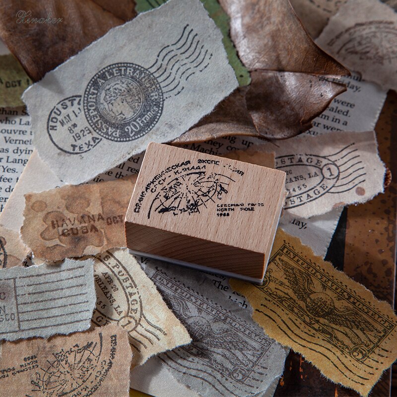 Xinaher vintage antik poststämpel serie stämpel diy trä gummistämplar för scrapbooking pappersvaror scrapbooking standard stämpel