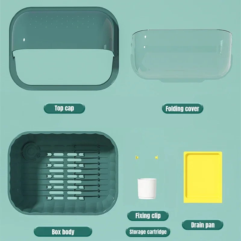 Vaccage de la vaisselle avec couverture pliante, ustensiles de cuisine, ininer de proximité T1, tableau Chi, gamme de rangement de cuisine T1, dessus de seau, vaisselle