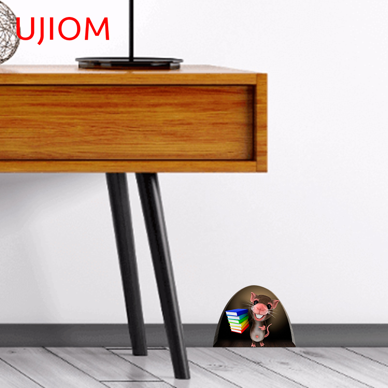 Ujiom Landschap Muis Gat Bibliotheek Meubels Stickers Kinderkamer Decor Waterdichte Muursticker Badkamer Keuken Decor Decals