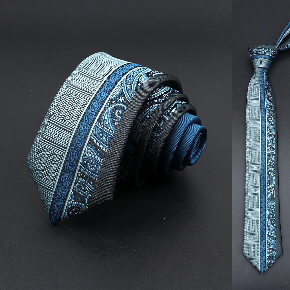 Corbatas delgadas de 6cm para hombre, corbata para vestido de boda, de Cachemira Floral de retales, lazo negro y azul, accesorio de negocios para camisa, , Cravate: 16
