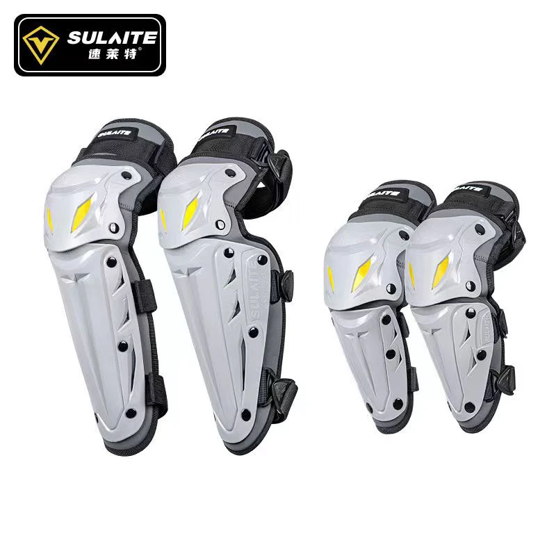 Ginocchiere per Moto ginocchiere e parastinchi regolabili per adulti, protezioni per le ginocchia equipaggiamento protettivo per ATV Moto Skateboard Skating: Grigio