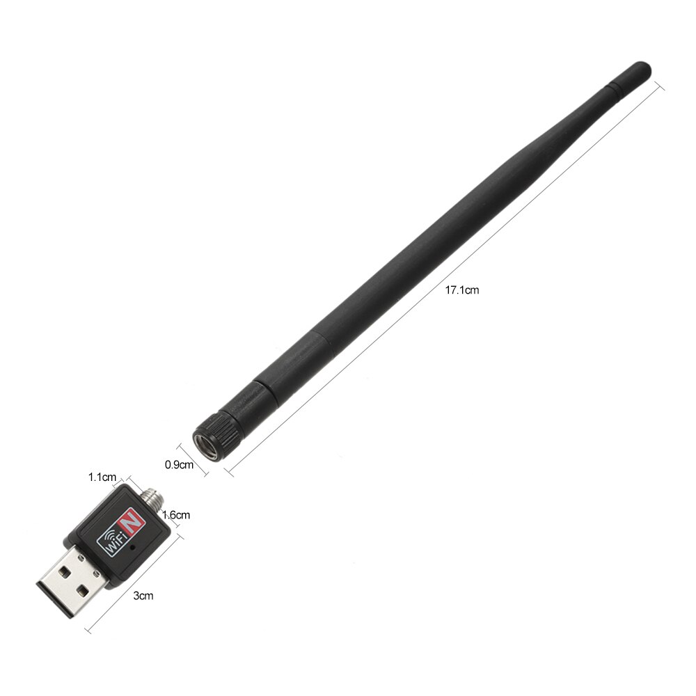 600Mbps Wireless USB WiFi Adapter Dongle 2.4GHz Network LAN Card 802.11b/g/n Standard with 2dBi Detachable Antenna for Computers