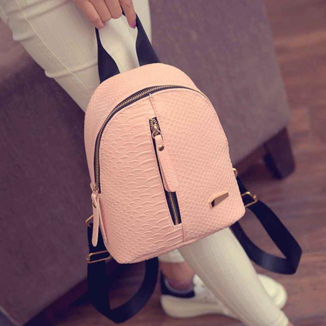 Women Leather Large Capacity Backpacks Schoolbags Travel Shoulder Casual Wild Bag Mujer Bolsa Feminina#25: Pink