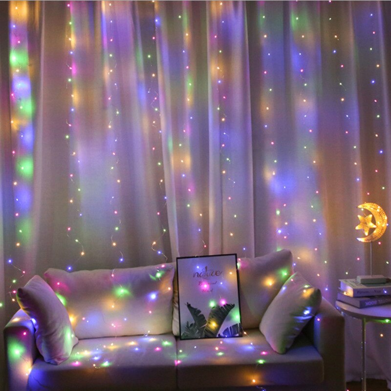 3x 2/3X3M Led Fairy Lights Garland Gordijn Lamp Afstandsbediening Usb Lichtslingers Kerstversiering voor Thuis Slaapkamer Venster