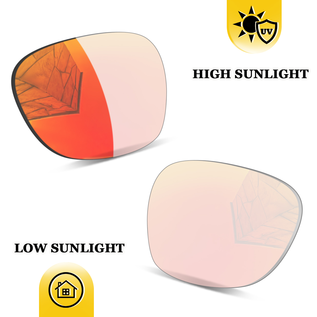 Fotochromatische premium vervangingslenzen voor meta wayfarer (gen 1) rw4006 ( gen 2) rw4012 50mm ai-brillen – niet-gepolariseerd): Citroengeel