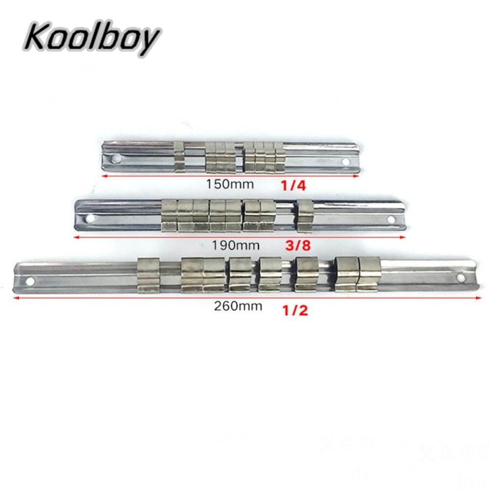 3pcs/set Carbon Steel 8 Socket Rack Storage Divider Rail Tray Holder Brackets Shelf Stand Tool Organizer Socket Wrench Storage