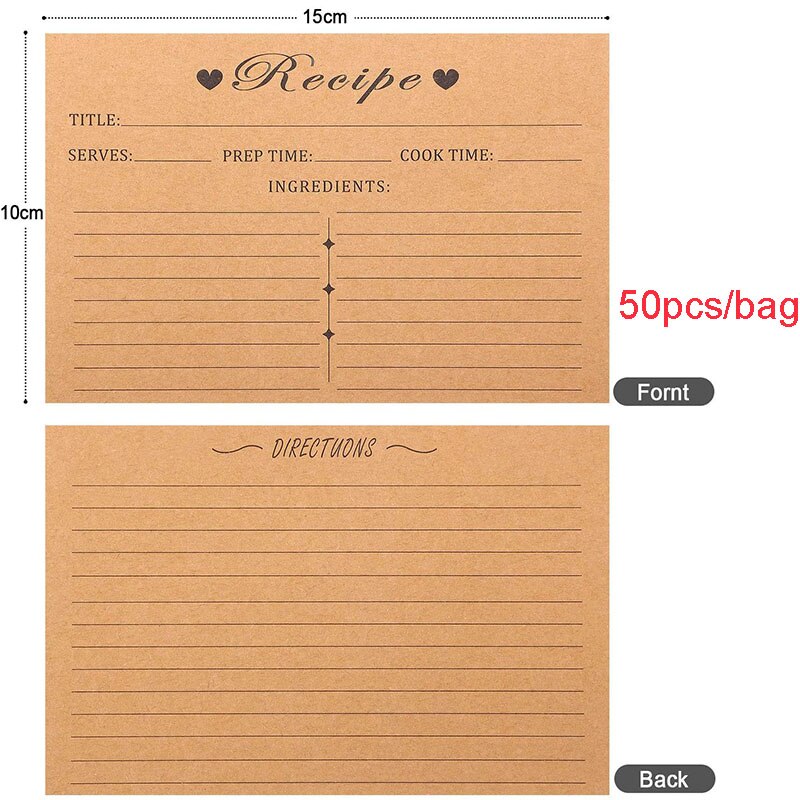 Recipe Cards - 50 Double Sided Cards 4x6 inches Thick Card Stock Easy To Write, Perfect for Recipe Box & Recipe Binder