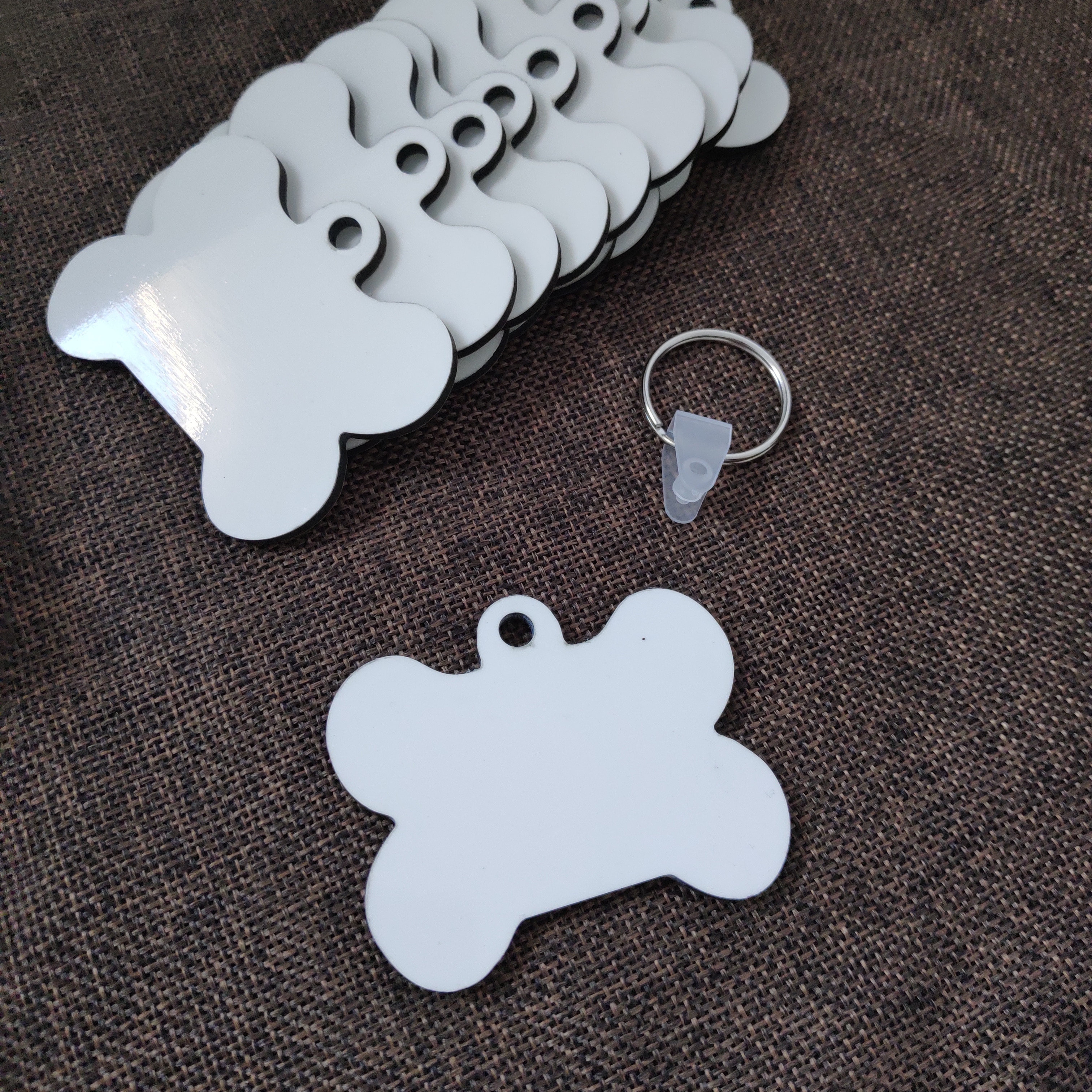 10pcs/lots Blank Sublimation MDF Key Rings Keychain Lovely Bone Shape DIY Printing Sublimation Ink Two Sides can Print