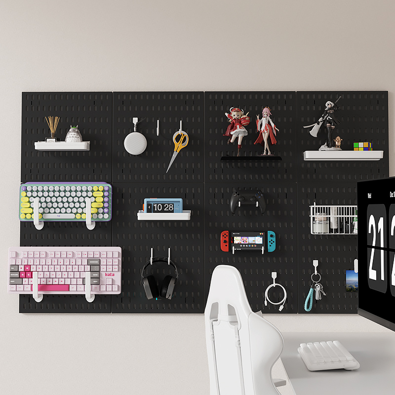 Organizador de pared de tablero de clavijas DIY sin perforaciones, accesorios colgantes, estante de organización, almacenamiento para garaje, ganchos, artesanías, cocina y habitación