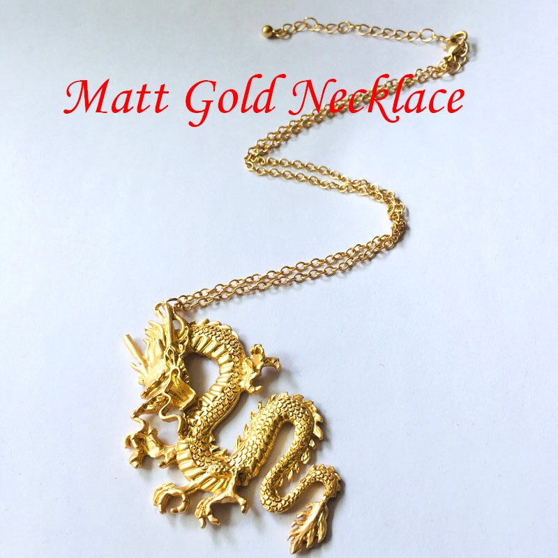 Original Dragon Statement Choker Necklace For Women Chic Matt Gold Firey Dragon Party Short Pendant Necklace Femme Bijoux: matt gold