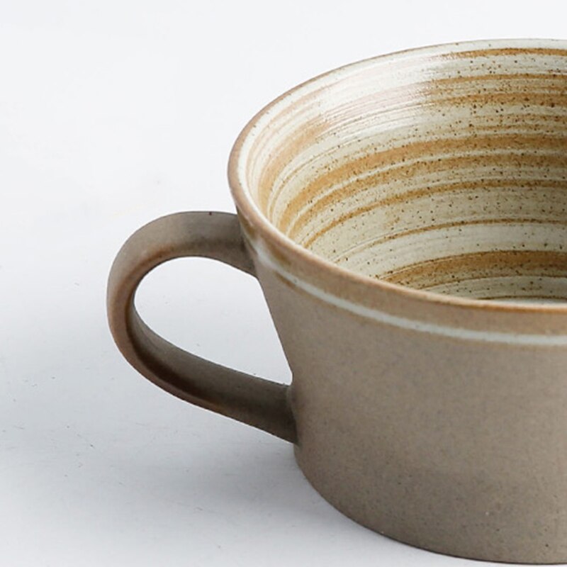 Retro thick ceramic coffee cup set Breakfast milk Oatmeal Yogurt Cup Party mug birthday Coffee cup and saucer set