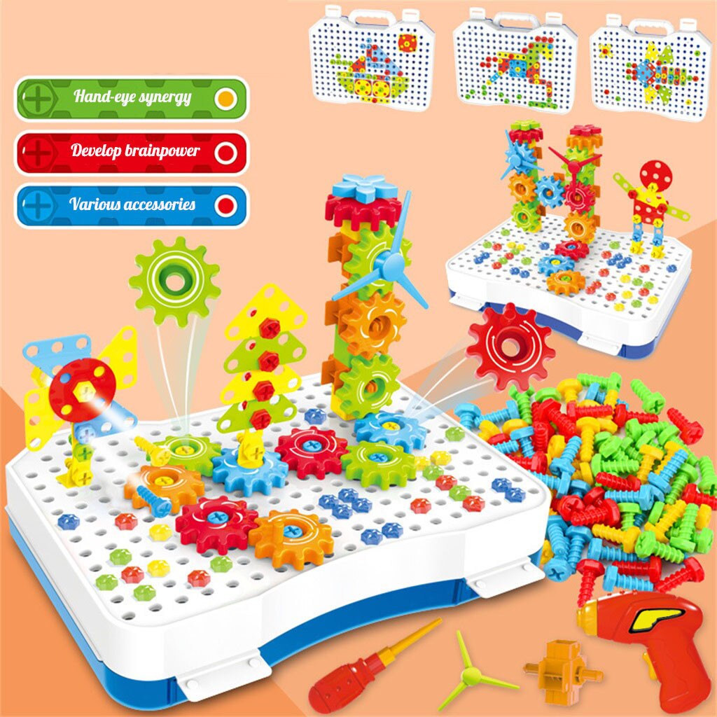 Kids Elektrische Boor Educatief Speelgoed Moer Bout Set Demontage Tool Set Creatieve Oefening Hersenen Stress Relief Speelgoed