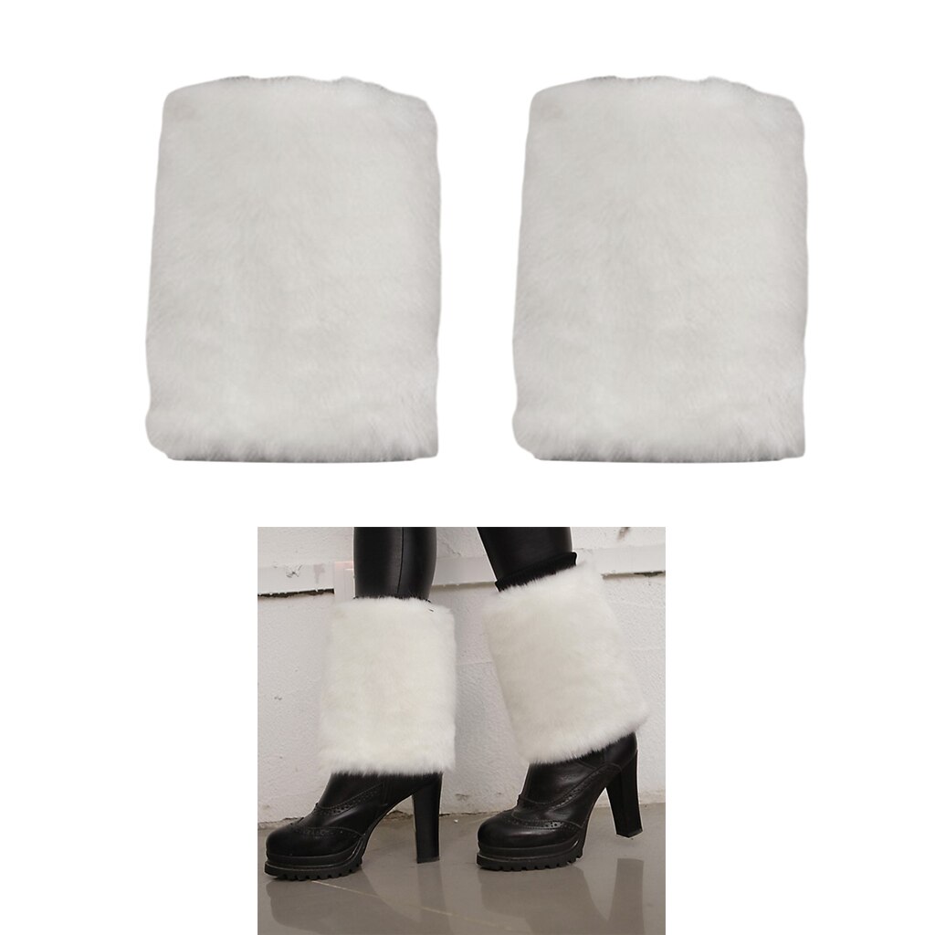 Dames solide fausse fourrure jambière bottes d'hiver chaussures manchette manches Topper