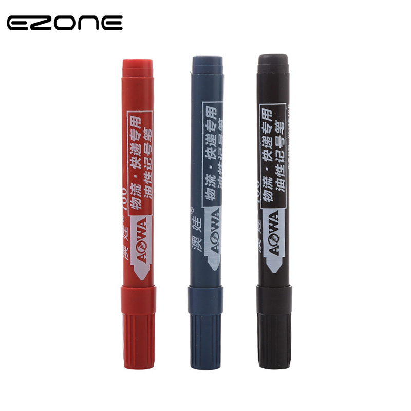 Ezone 2 Stuks Olie Marker Pen Zwart/Blauw/Rode Inkt Whiteboard Schrijven Roller Pen Permanente Inkt Dikke Hoofd kantoorbenodigdheden Supply
