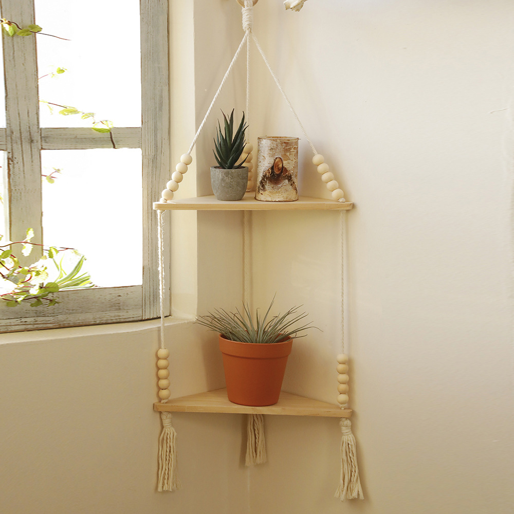 Estante de almacenamiento Triangular de madera, estante para maceta, decoración del hogar, estantes flotantes, decoración estética para habitación, accesorios artísticos de pared para jardín