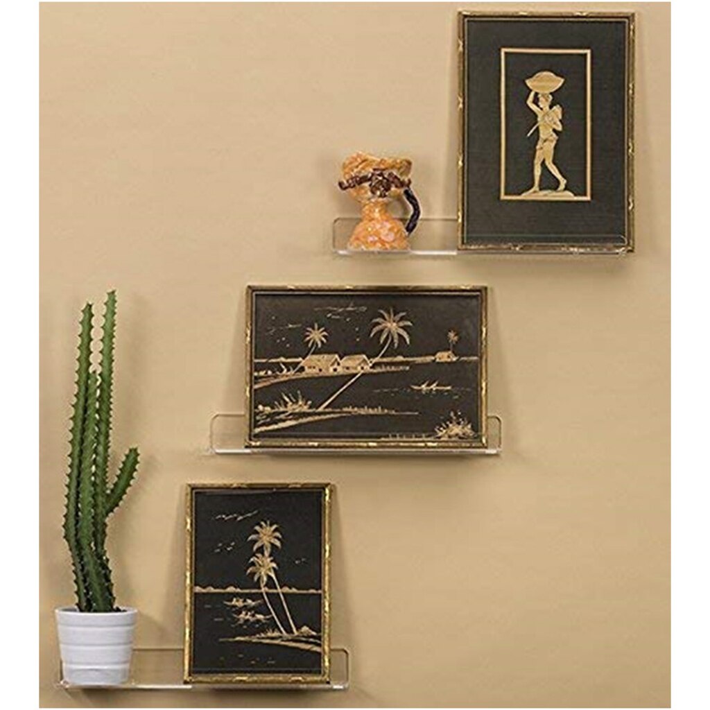 Clear Acrylic Floating Wall Shelf Wall Mounted Nursery Invisible Rack Shelf Display Organizer Spice Collectible
