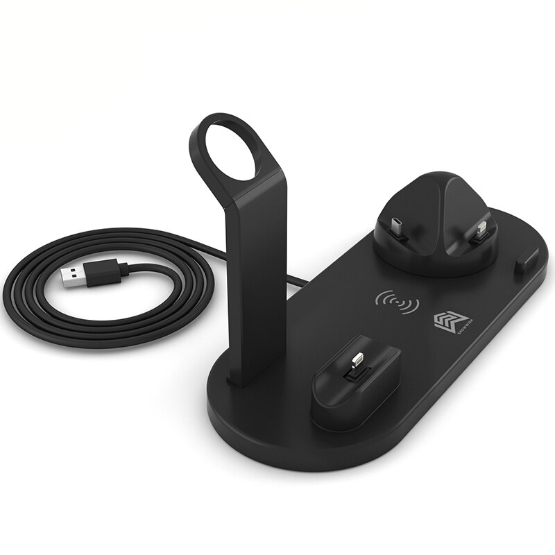 10W Draadloze Snel Opladen Voor Apple Huawei Samsung Xiaomi Mobiele Telefoon Draadloze Oplader Horloge Headset Opladen Stand Desktop: 3 in1 10w Black