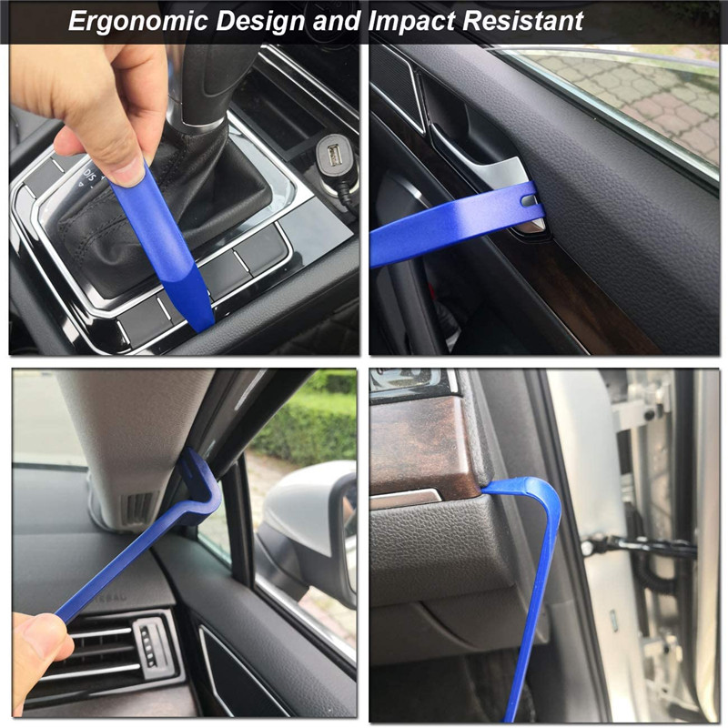 12 stk blå tirm bilafmonteringssæt auto indvendigt radiopanel reparationsværktøj holdbart dørclips monteringssæt til fjernelse af vindueslister