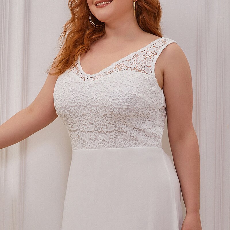 Plus size blonder brudekjoler nogensinde smuk a-linje gulvlængde ærmeløs  ez07686cr brudekjole vestido de noiva
