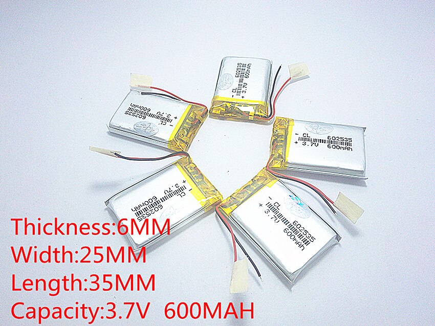 Supply lithium battery lithium polymer battery 602535 602535 +600 mah +3.7 V CL