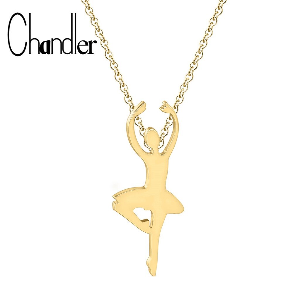Chandler Ballerina Kette - Edelstahl Anhänger - Schlanke Kette - Ballettänzer Figur