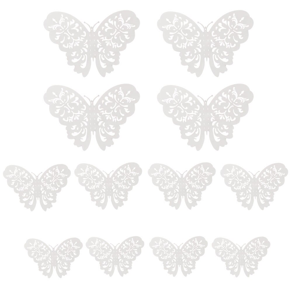 Autocollant mural papillon 3D ajouré, 12 pièces/ensemble, décoration pour mariage, décor de salle pour la maison, pour fenêtre, or argent, Stickers muraux: silver	Type 4