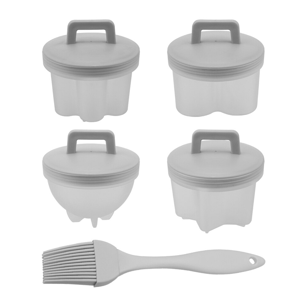 4 Pcs/Set Egg Mold Plastic Egg Boiler With Lid Brush Cookware Bakeware Tool Cute Egg Cooker Kitchen Cooking Tool