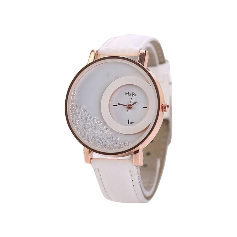 Women Watches Ladies Leather Quartz Watches Quicksand Rhinestone Bracelet Wristwatch relogios feminino montre femme #D