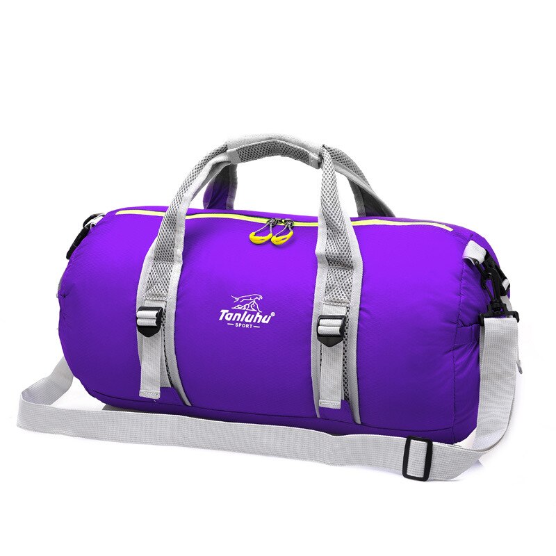Udendørs foldning stor kapacitet rejse håndbagage taske multifunktionelle sports gym taske: Lilla