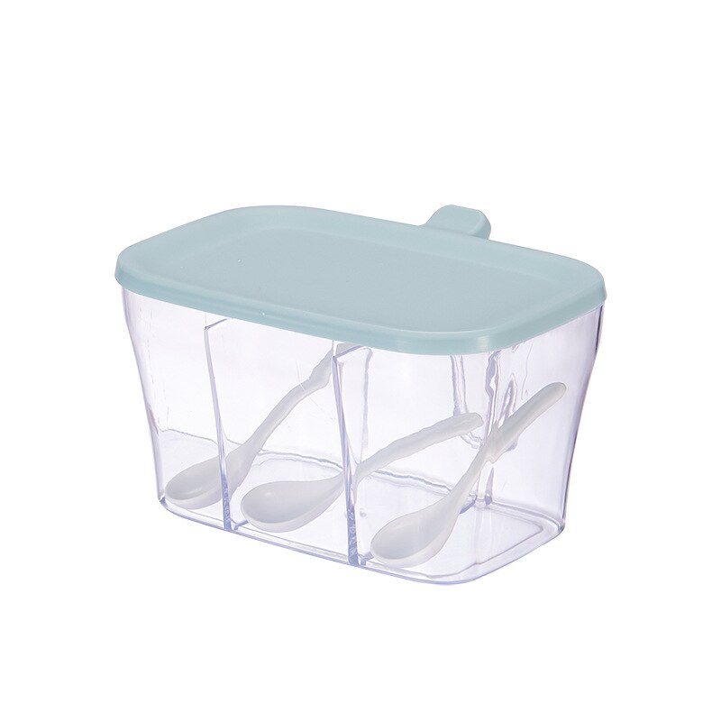 Maustepurkki maustesäilytyslaatikko keittiön maustesäilytyspullot purkit läpinäkyvä suola pippuri kuminajauhe maustelaatikko: Sininen