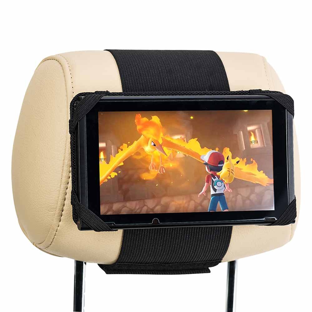 Support de montage pour appuie-tête de voiture avec étui de transport rigide pour Nintendo Switch-noir