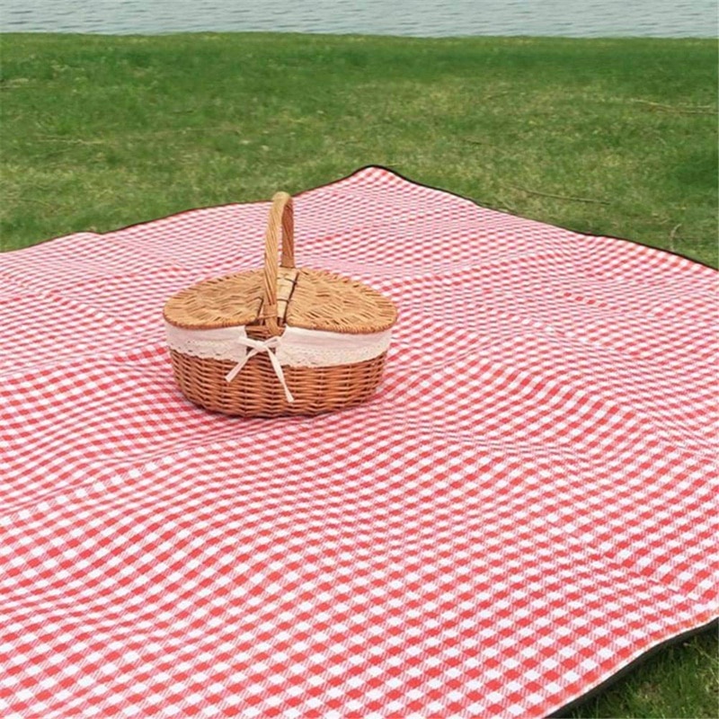 Cesta de mimbre hecha a mano con asa, cesta de mimbre para Camping con doble tapa, cesta de almacenamiento de compras con tela Lin