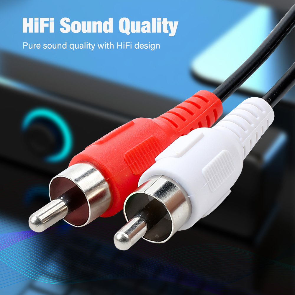 Rca y-adapter 1 rca hann  til 2 rca hann y-splitter digital stereolydkabel til subwoofer, hjemmekino hei-fi - dobbel skjerming