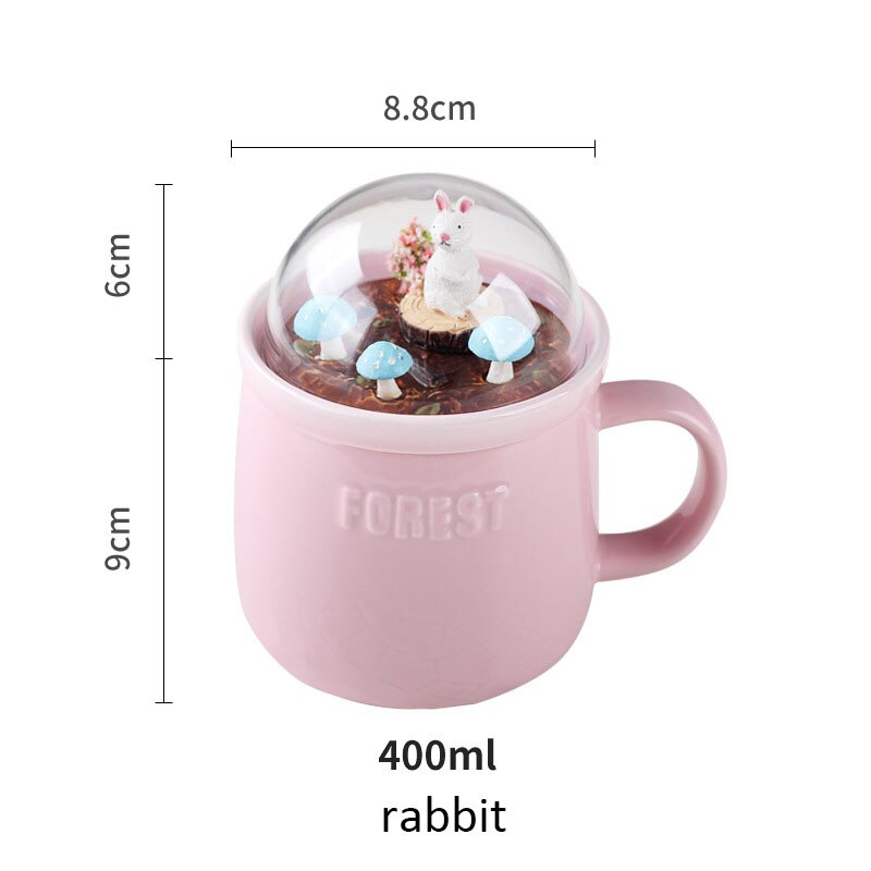 Creatieve Bos Dier Micro Landschap Mok Pot Melk Thee Koffie Mok Hoge Capaciteit Kantoor Keramische Kopjes Schoonheid 400ml: rabbit