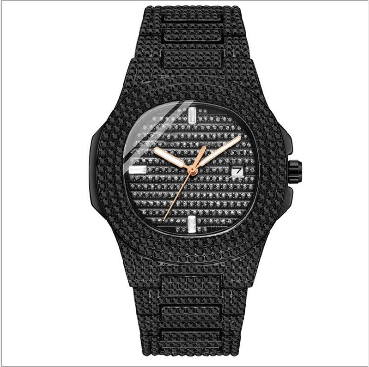 Gold Watch Men Luxury Brand Diamond Mens Watches Top Brand Luxury Iced Out Male Quartz Watch Calender Unique For Men